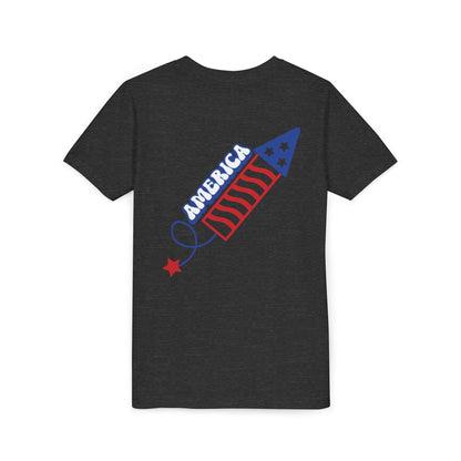 Youth Tee — Patriotic 4th of July Firework Rocket Tee (America)