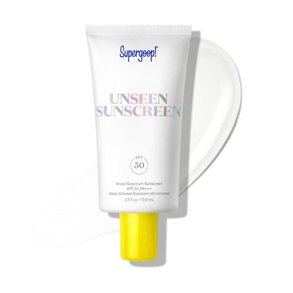 Supergoop! Unseen Sunscreen - Clear & Invisible Face Sunscreen + Broad Spectrum + Makeup-Gripping Primer - Weightless, Scentless, Oil Free - For All Skin Types & Tones