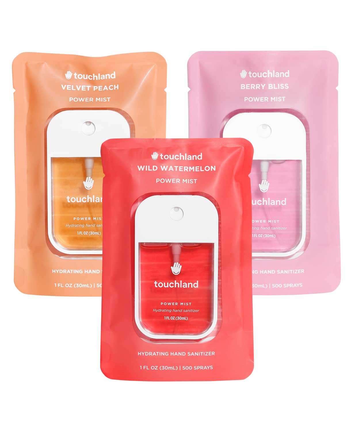 Touchland Hydrating Hand Sanitizer Spray – Confetti Cake Trio Set, Dye Free – 3 x 1 FL OZ Travel Size Mists
