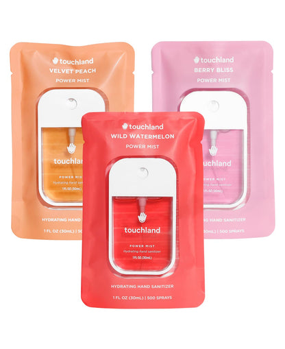 Touchland Hydrating Hand Sanitizer Spray – Confetti Cake Trio Set, Dye Free – 3 x 1 FL OZ Travel Size Mists
