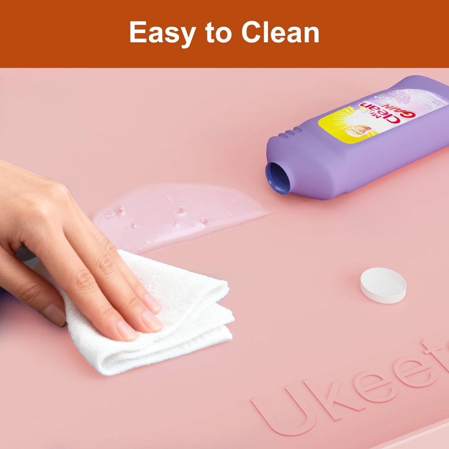 ukeetap Extra Thick Silicone Mat Waterproof with Raised Edge 19” x 12”, BPA Free Non-Slip Dog & Cat Food Mat, Feeding Mat for Food and Water Bowls, Spill Proof Mat to Protect Floors, Gray