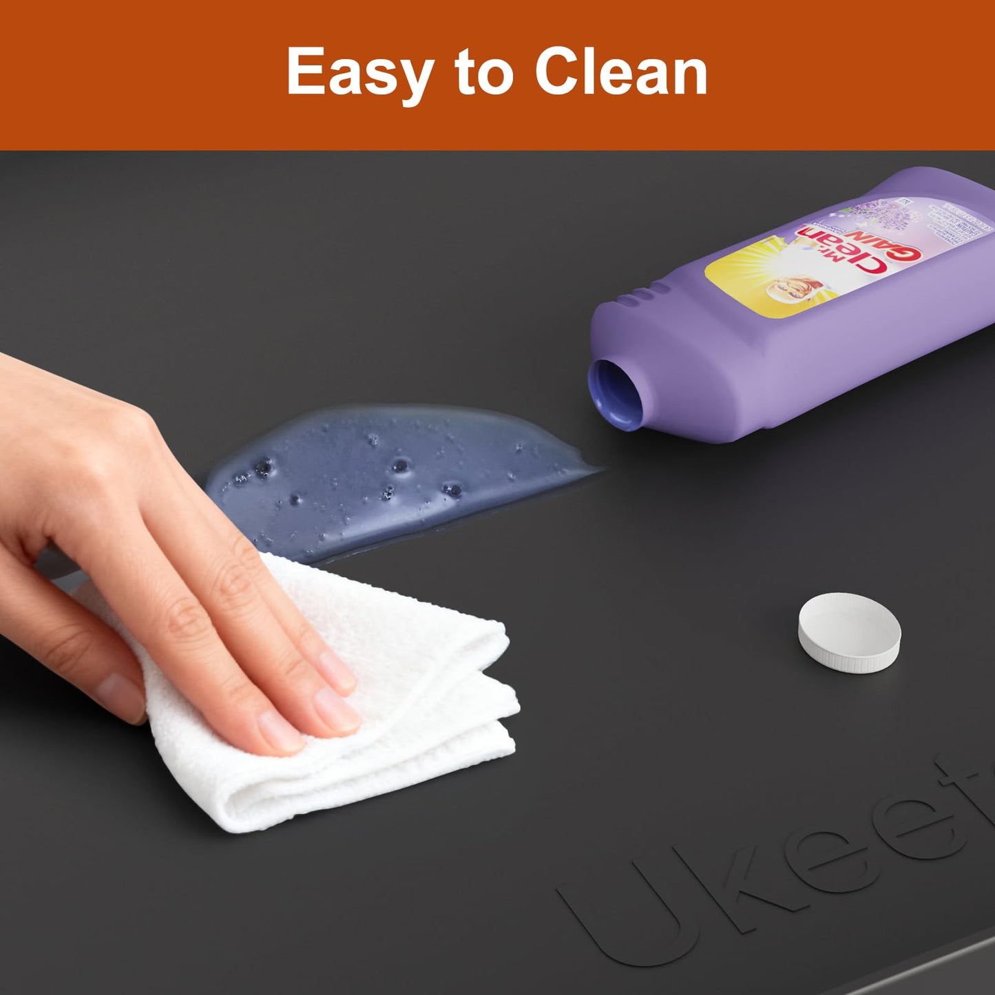 ukeetap Extra Thick Silicone Mat Waterproof with Raised Edge 19” x 12”, BPA Free Non-Slip Dog & Cat Food Mat, Feeding Mat for Food and Water Bowls, Spill Proof Mat to Protect Floors, Gray