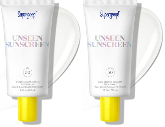 Supergoop! Unseen Sunscreen - Clear & Invisible Face Sunscreen + Broad Spectrum + Makeup-Gripping Primer - Weightless, Scentless, Oil Free - For All Skin Types & Tones