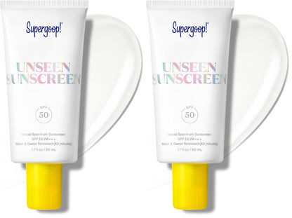 Supergoop! Unseen Sunscreen - Clear & Invisible Face Sunscreen + Broad Spectrum + Makeup-Gripping Primer - Weightless, Scentless, Oil Free - For All Skin Types & Tones