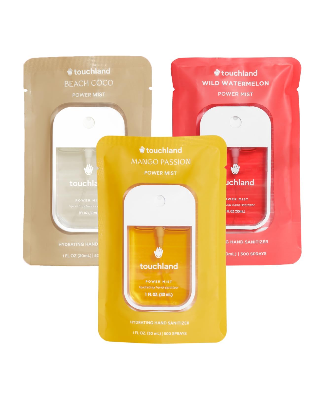 Touchland Hydrating Hand Sanitizer Spray – Confetti Cake Trio Set, Dye Free – 3 x 1 FL OZ Travel Size Mists
