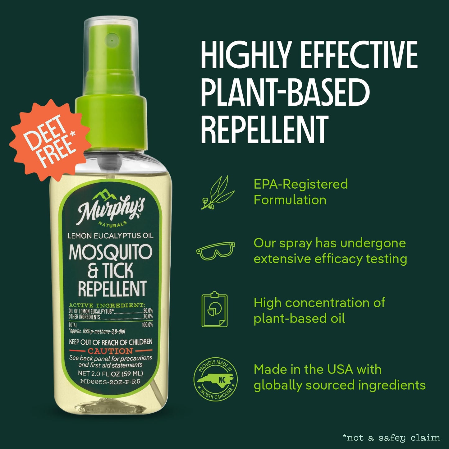 Murphy's Naturals Mosquito & Tick Bug Repellent Spray, Oil of Lemon Eucalyptus for Skin + Outdoor Gear, 4 Ounce Pump, 2-Pack