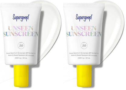 Supergoop! Unseen Sunscreen - Clear & Invisible Face Sunscreen + Broad Spectrum + Makeup-Gripping Primer - Weightless, Scentless, Oil Free - For All Skin Types & Tones