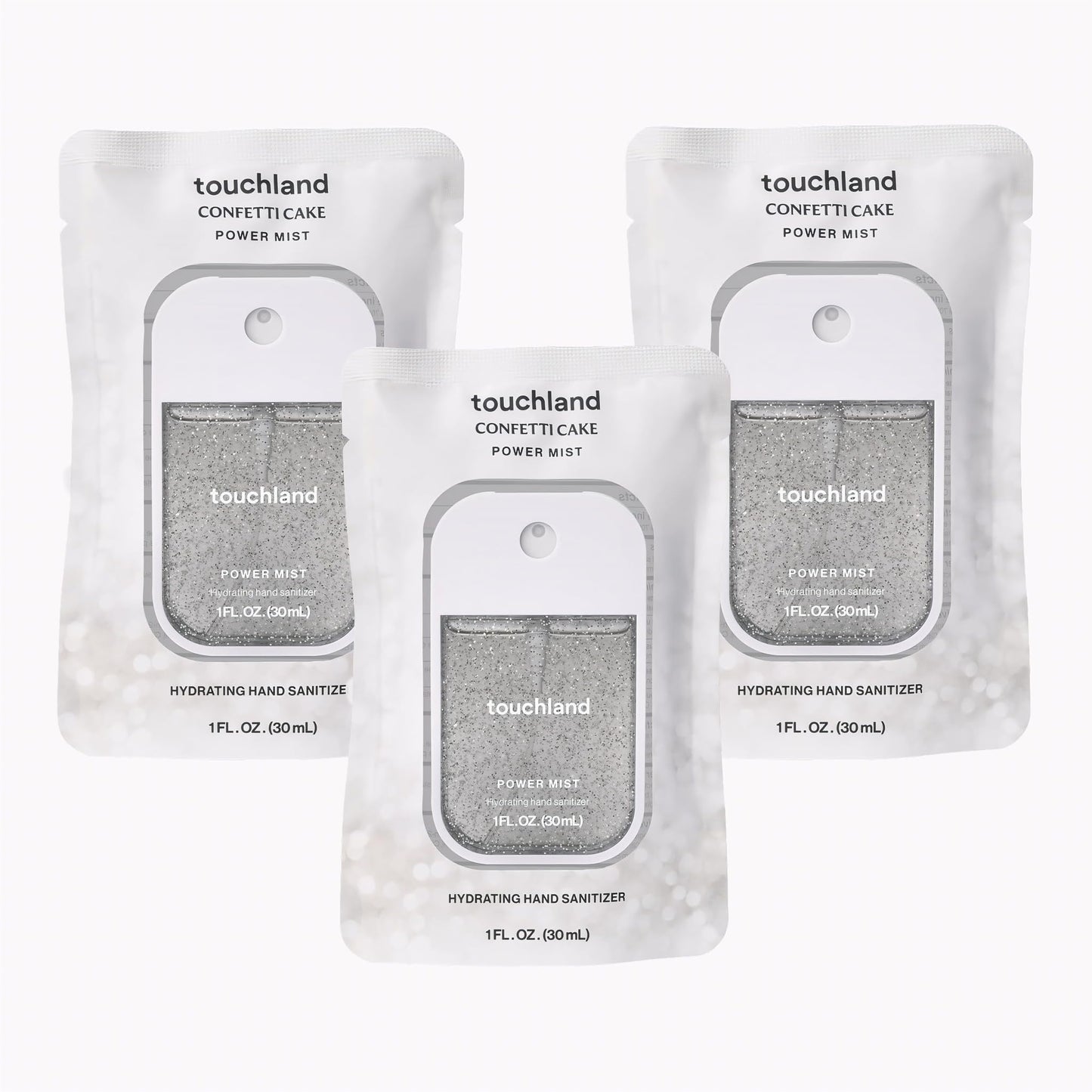 Touchland Hydrating Hand Sanitizer Spray – Confetti Cake Trio Set, Dye Free – 3 x 1 FL OZ Travel Size Mists