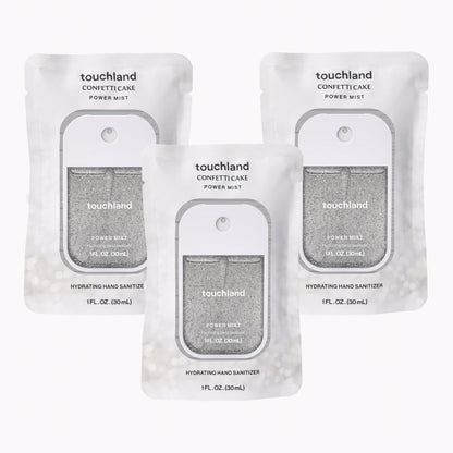 Touchland Hydrating Hand Sanitizer Spray – Confetti Cake Trio Set, Dye Free – 3 x 1 FL OZ Travel Size Mists