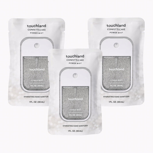 Touchland Hydrating Hand Sanitizer Spray – Confetti Cake Trio Set, Dye Free – 3 x 1 FL OZ Travel Size Mists