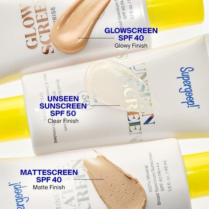 Supergoop! Unseen Sunscreen - Clear & Invisible Face Sunscreen + Broad Spectrum + Makeup-Gripping Primer - Weightless, Scentless, Oil Free - For All Skin Types & Tones