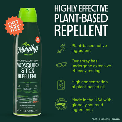 Murphy's Naturals Mosquito & Tick Bug Repellent Spray, Oil of Lemon Eucalyptus for Skin + Outdoor Gear, 4 Ounce Pump, 2-Pack