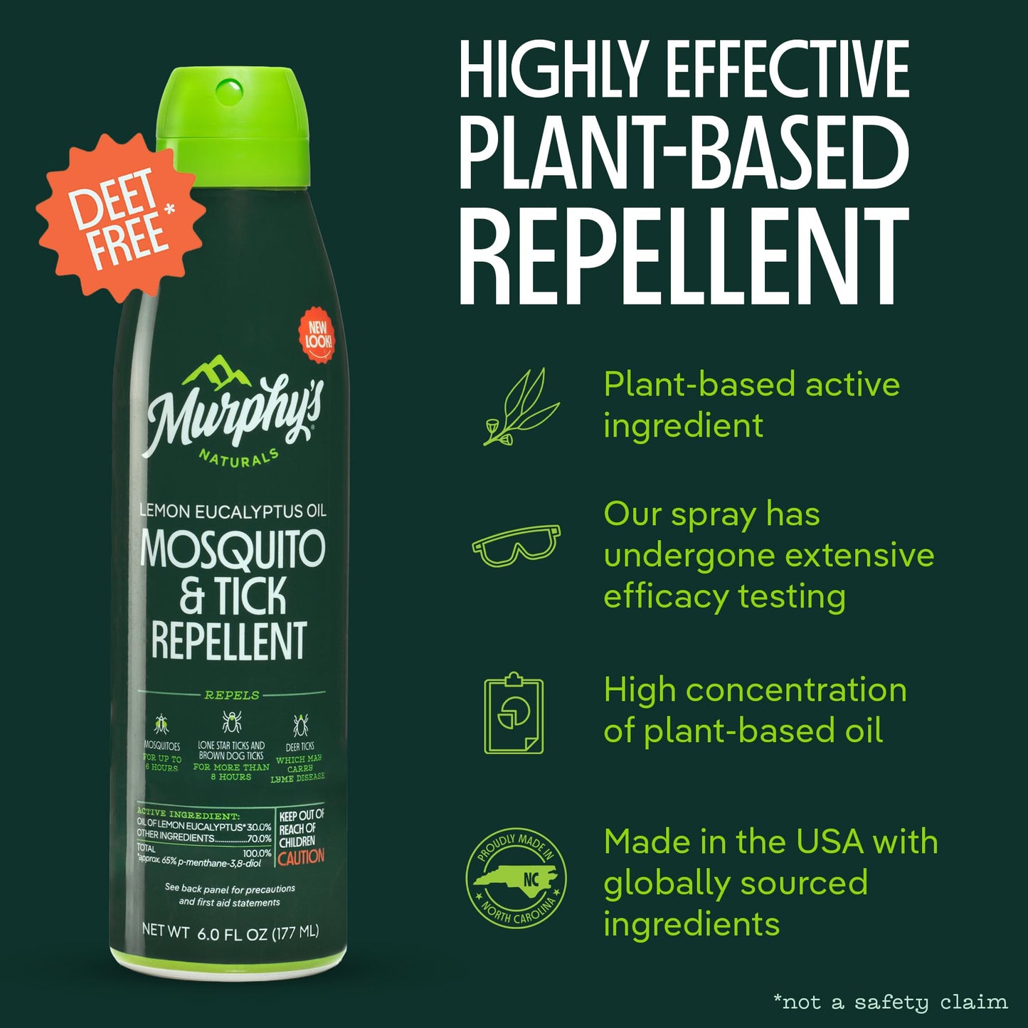 Murphy's Naturals Mosquito & Tick Bug Repellent Spray, Oil of Lemon Eucalyptus for Skin + Outdoor Gear, 4 Ounce Pump, 2-Pack