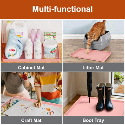 ukeetap Extra Thick Silicone Mat Waterproof with Raised Edge 19” x 12”, BPA Free Non-Slip Dog & Cat Food Mat, Feeding Mat for Food and Water Bowls, Spill Proof Mat to Protect Floors, Gray