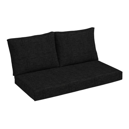 Arden Outdoor Loveseat Cushion Set, 48 x 24, Water Repellent, Fade Resistant, Cushion Set for Couch, Bench, and Swing, Black Cabana Stripe