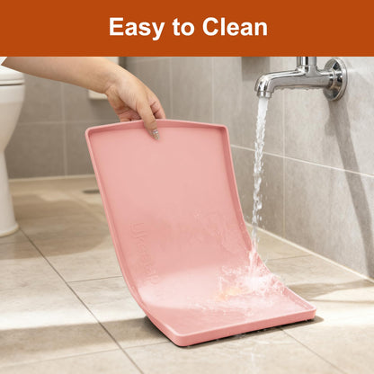 ukeetap Extra Thick Silicone Mat Waterproof with Raised Edge 19” x 12”, BPA Free Non-Slip Dog & Cat Food Mat, Feeding Mat for Food and Water Bowls, Spill Proof Mat to Protect Floors, Gray
