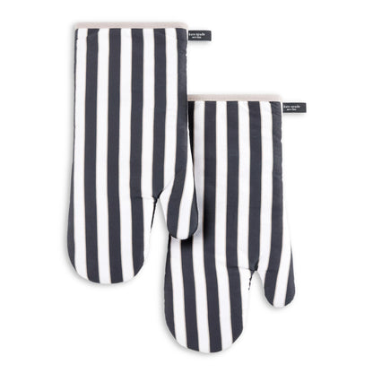 kate spade new york Botanical Stripe Oven Mitt 2-Pack Set, 7" x 13", Green/Pink
