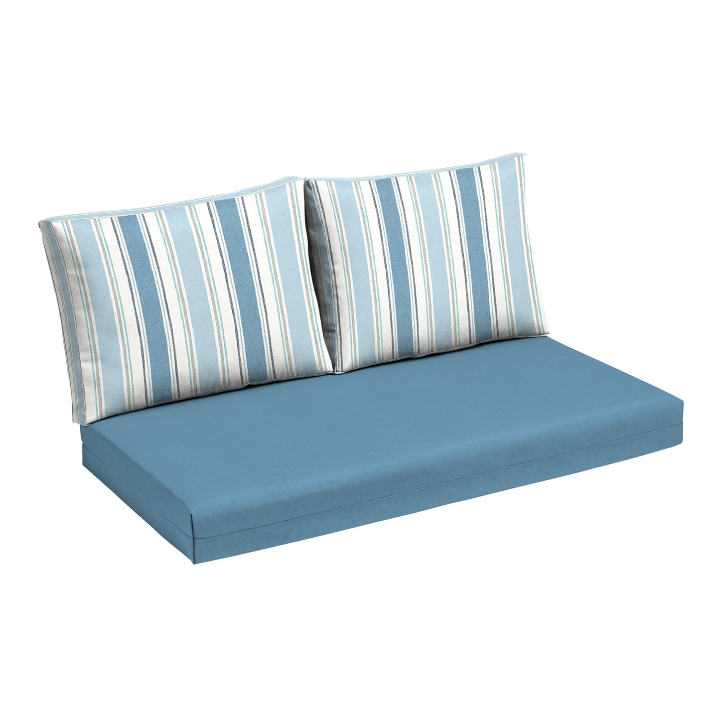 Arden Outdoor Loveseat Cushion Set, 48 x 24, Water Repellent, Fade Resistant, Cushion Set for Couch, Bench, and Swing, Black Cabana Stripe