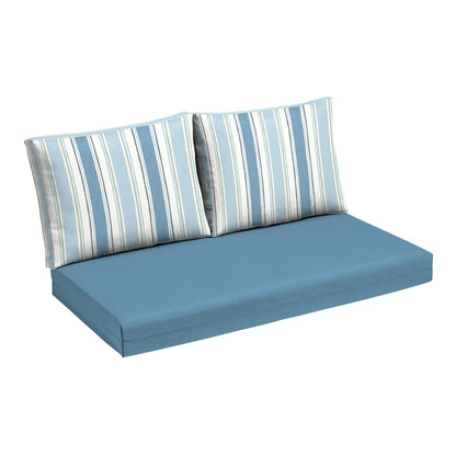 Arden Outdoor Loveseat Cushion Set, 48 x 24, Water Repellent, Fade Resistant, Cushion Set for Couch, Bench, and Swing, Black Cabana Stripe