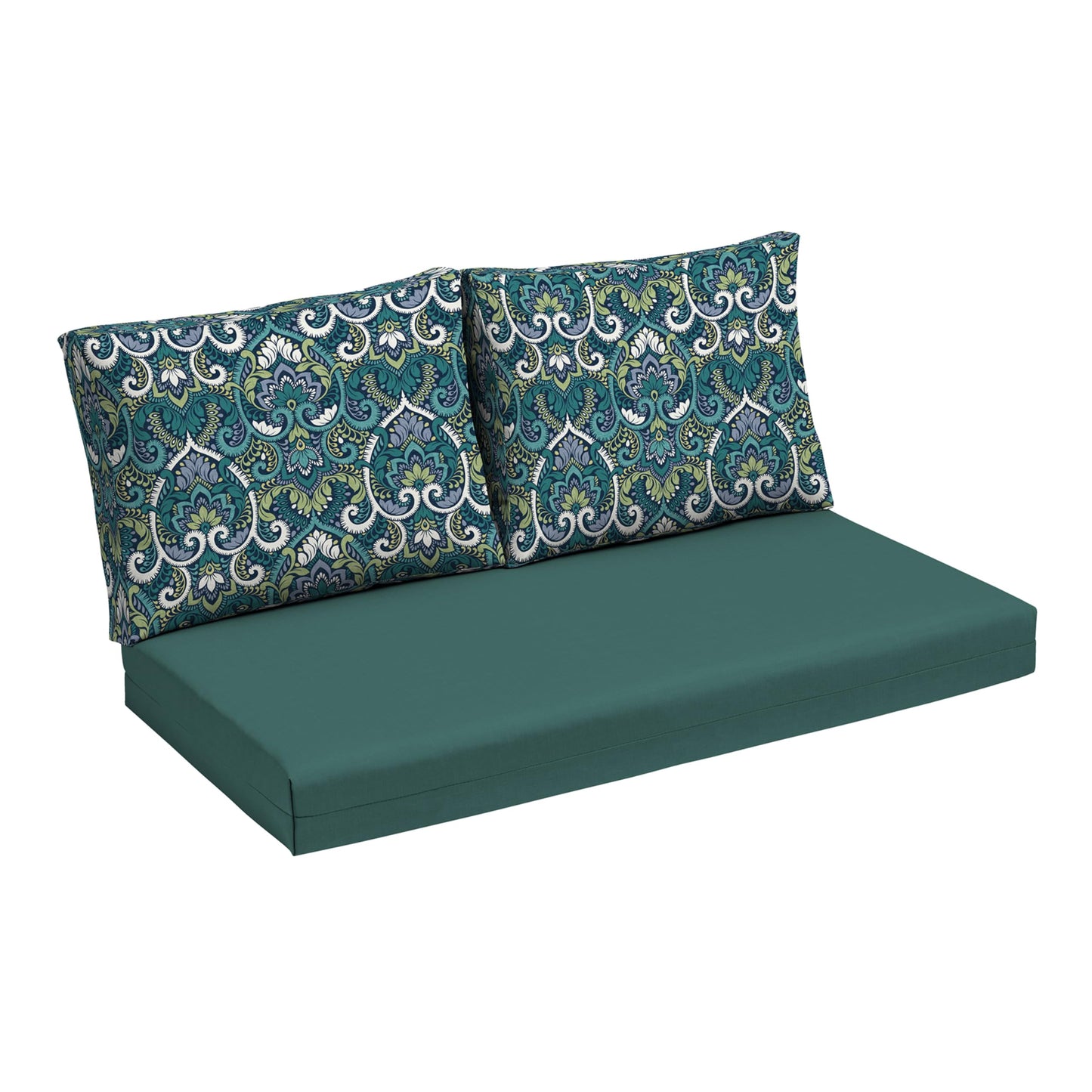 Arden Outdoor Loveseat Cushion Set, 48 x 24, Water Repellent, Fade Resistant, Cushion Set for Couch, Bench, and Swing, Black Cabana Stripe
