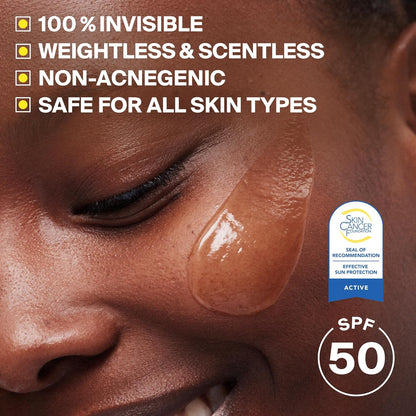 Supergoop! Unseen Sunscreen - Clear & Invisible Face Sunscreen + Broad Spectrum + Makeup-Gripping Primer - Weightless, Scentless, Oil Free - For All Skin Types & Tones