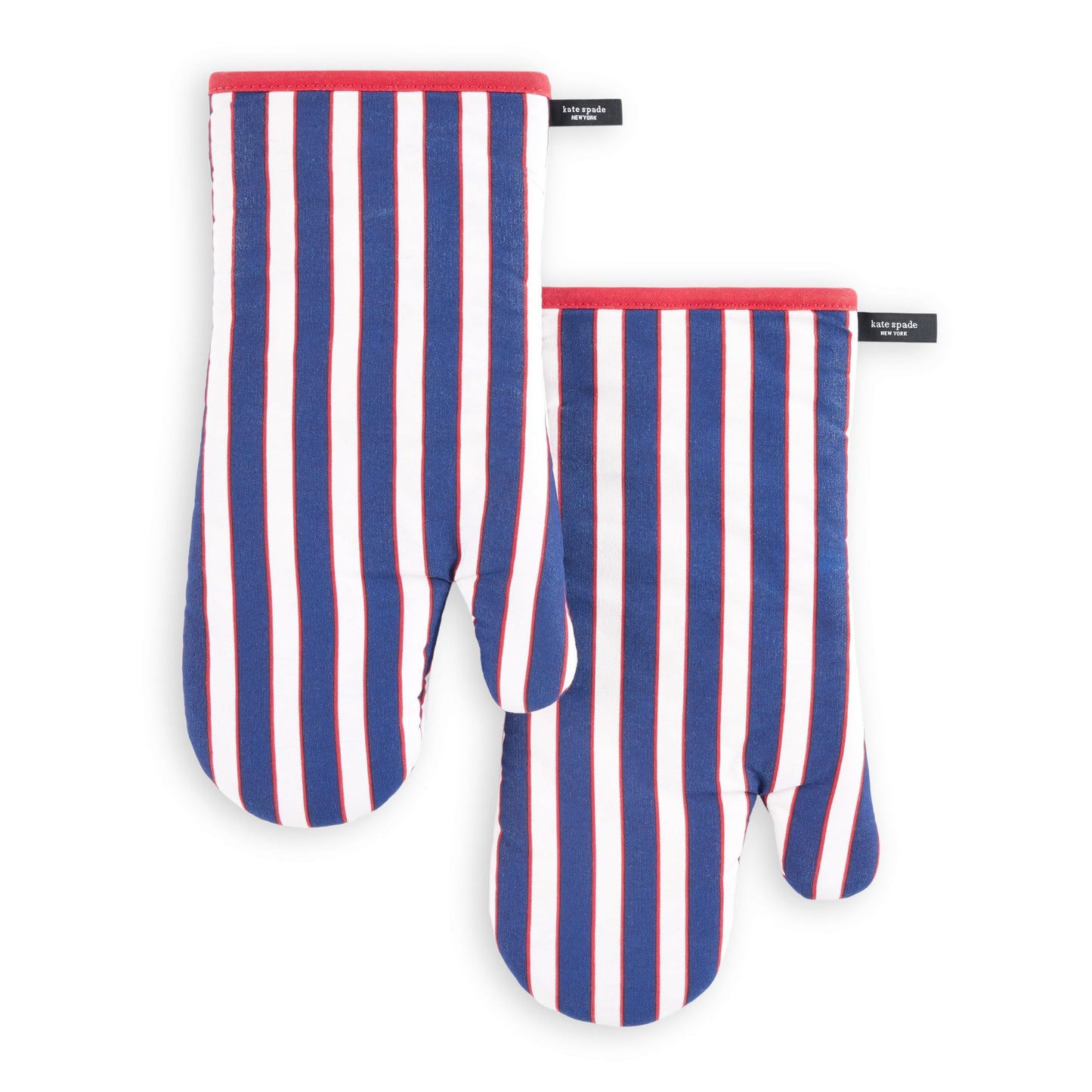 kate spade new york Botanical Stripe Oven Mitt 2-Pack Set, 7" x 13", Green/Pink