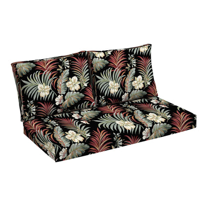 Arden Outdoor Loveseat Cushion Set, 48 x 24, Water Repellent, Fade Resistant, Cushion Set for Couch, Bench, and Swing, Black Cabana Stripe