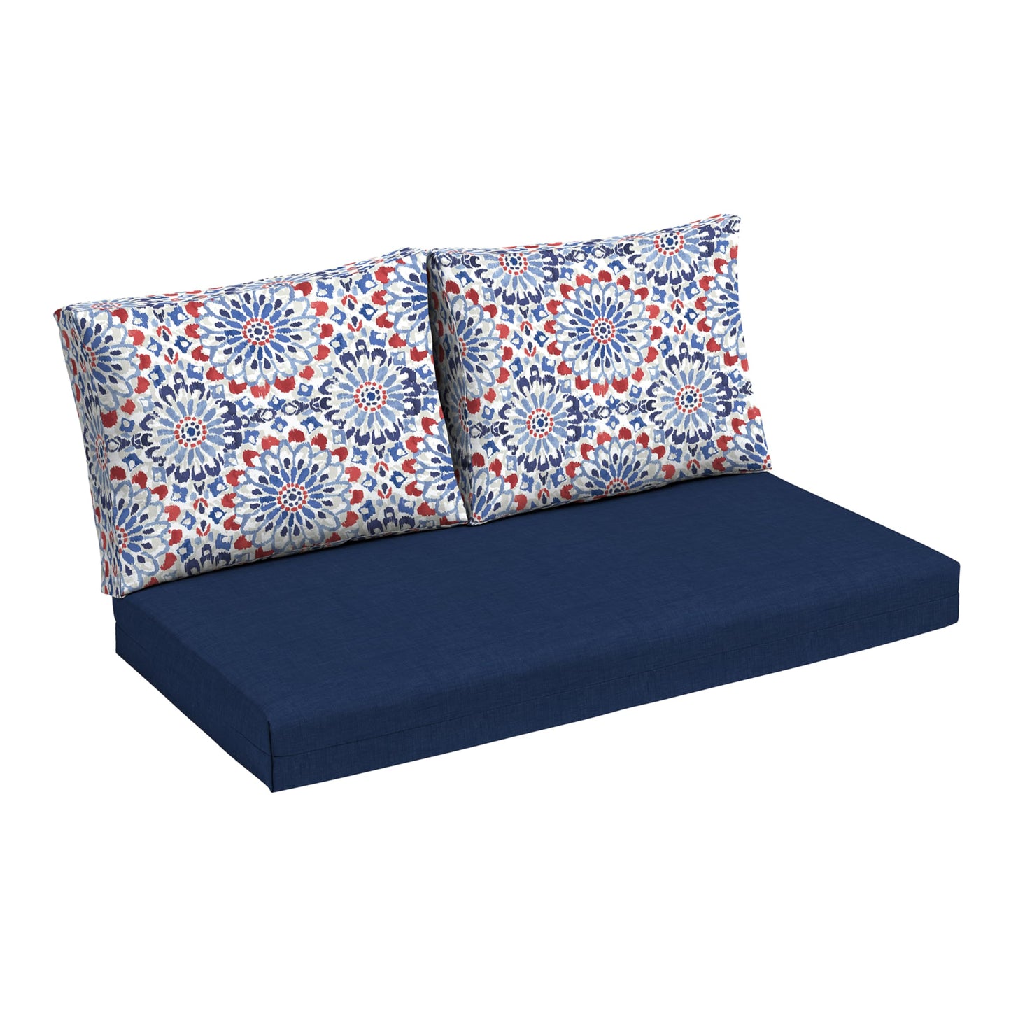 Arden Outdoor Loveseat Cushion Set, 48 x 24, Water Repellent, Fade Resistant, Cushion Set for Couch, Bench, and Swing, Black Cabana Stripe