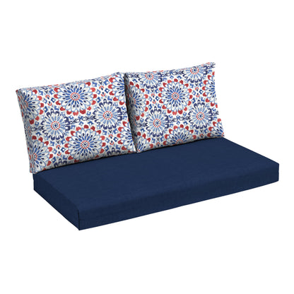Arden Outdoor Loveseat Cushion Set, 48 x 24, Water Repellent, Fade Resistant, Cushion Set for Couch, Bench, and Swing, Black Cabana Stripe