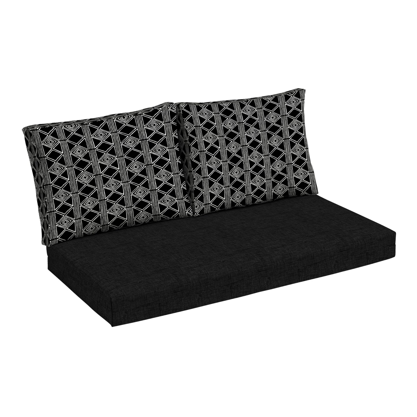 Arden Outdoor Loveseat Cushion Set, 48 x 24, Water Repellent, Fade Resistant, Cushion Set for Couch, Bench, and Swing, Black Cabana Stripe