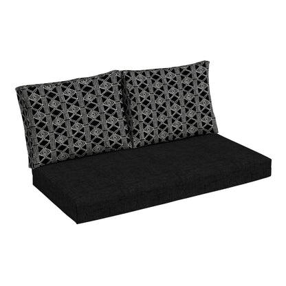 Arden Outdoor Loveseat Cushion Set, 48 x 24, Water Repellent, Fade Resistant, Cushion Set for Couch, Bench, and Swing, Black Cabana Stripe