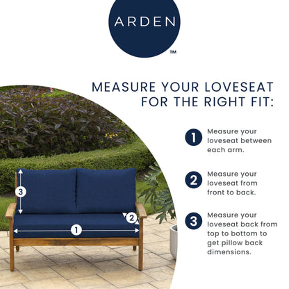 Arden Outdoor Loveseat Cushion Set, 48 x 24, Water Repellent, Fade Resistant, Cushion Set for Couch, Bench, and Swing, Black Cabana Stripe