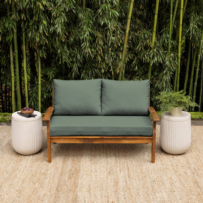 Arden Outdoor Loveseat Cushion Set, 48 x 24, Water Repellent, Fade Resistant, Cushion Set for Couch, Bench, and Swing, Black Cabana Stripe