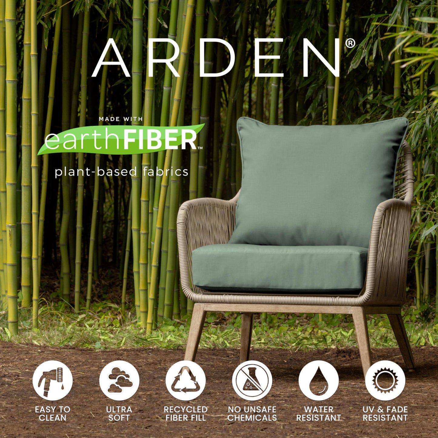 Arden Outdoor Loveseat Cushion Set, 48 x 24, Water Repellent, Fade Resistant, Cushion Set for Couch, Bench, and Swing, Black Cabana Stripe