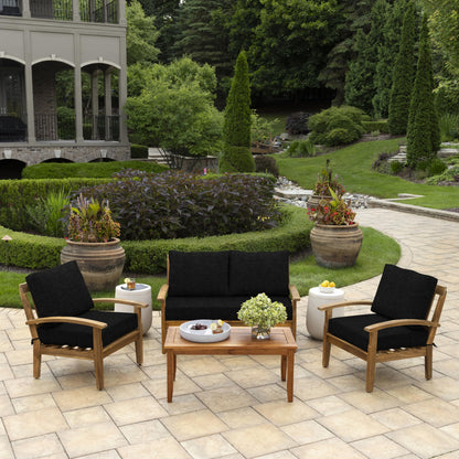 Arden Outdoor Loveseat Cushion Set, 48 x 24, Water Repellent, Fade Resistant, Cushion Set for Couch, Bench, and Swing, Black Cabana Stripe