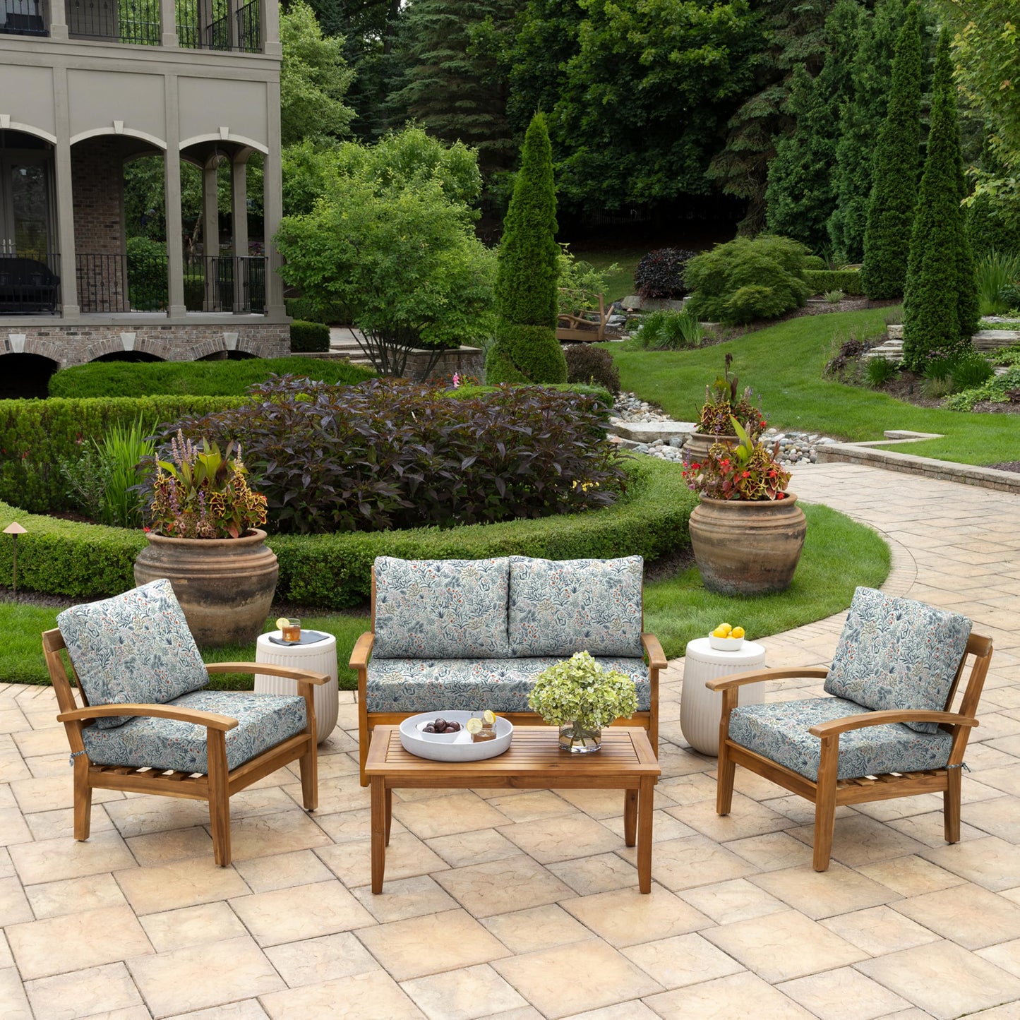 Arden Outdoor Loveseat Cushion Set, 48 x 24, Water Repellent, Fade Resistant, Cushion Set for Couch, Bench, and Swing, Black Cabana Stripe