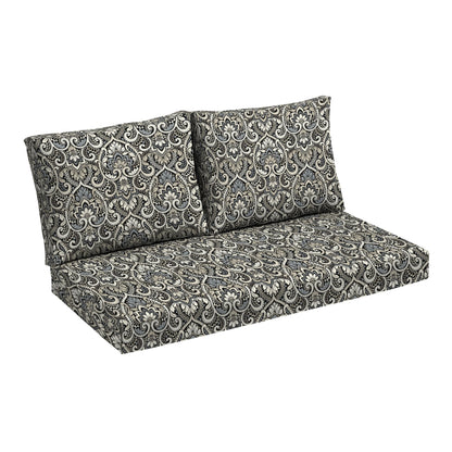 Arden Outdoor Loveseat Cushion Set, 48 x 24, Water Repellent, Fade Resistant, Cushion Set for Couch, Bench, and Swing, Black Cabana Stripe