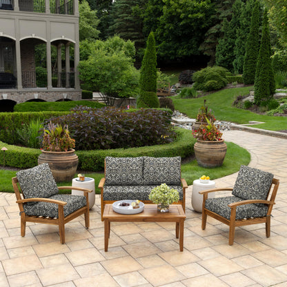 Arden Outdoor Loveseat Cushion Set, 48 x 24, Water Repellent, Fade Resistant, Cushion Set for Couch, Bench, and Swing, Black Cabana Stripe