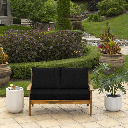 Arden Outdoor Loveseat Cushion Set, 48 x 24, Water Repellent, Fade Resistant, Cushion Set for Couch, Bench, and Swing, Black Cabana Stripe