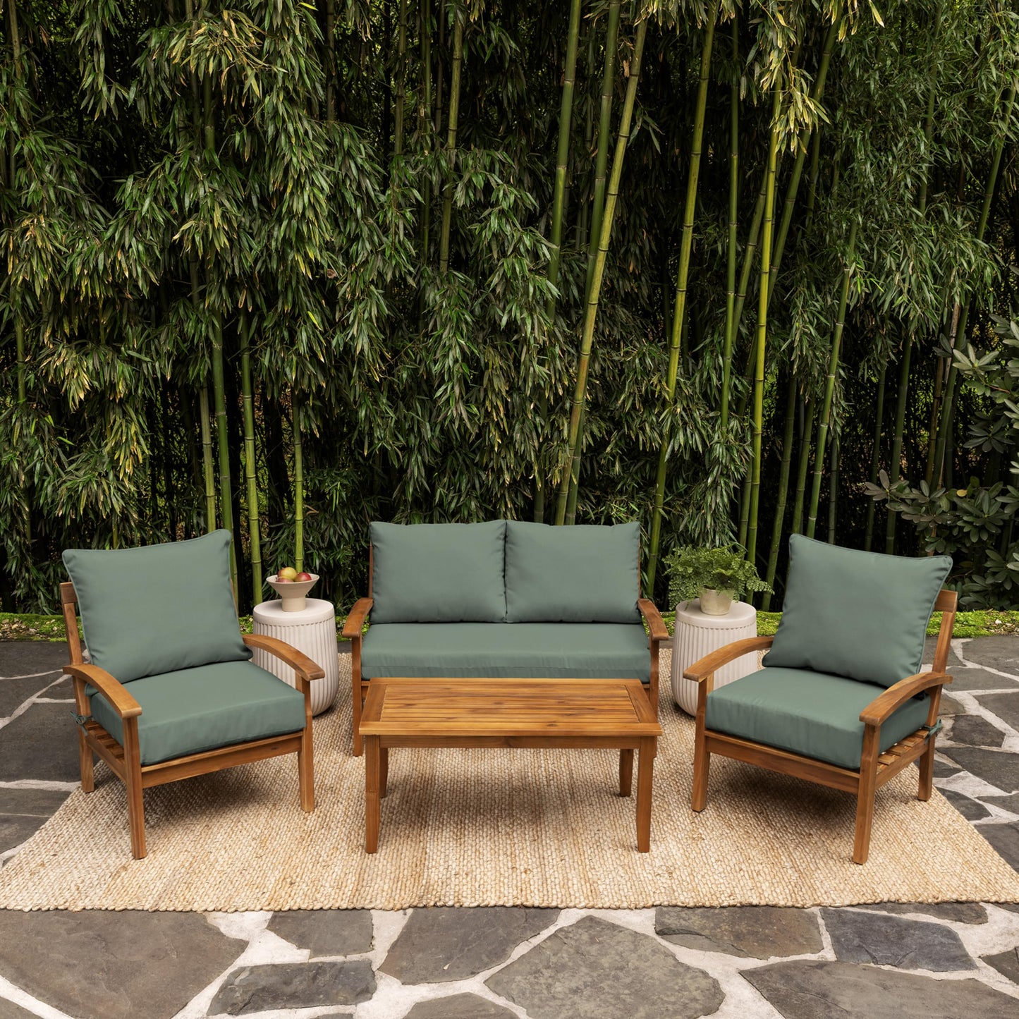 Arden Outdoor Loveseat Cushion Set, 48 x 24, Water Repellent, Fade Resistant, Cushion Set for Couch, Bench, and Swing, Black Cabana Stripe