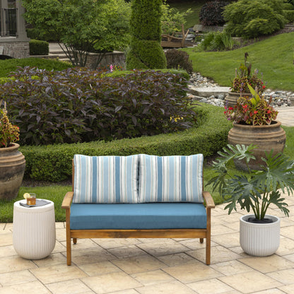 Arden Outdoor Loveseat Cushion Set, 48 x 24, Water Repellent, Fade Resistant, Cushion Set for Couch, Bench, and Swing, Black Cabana Stripe