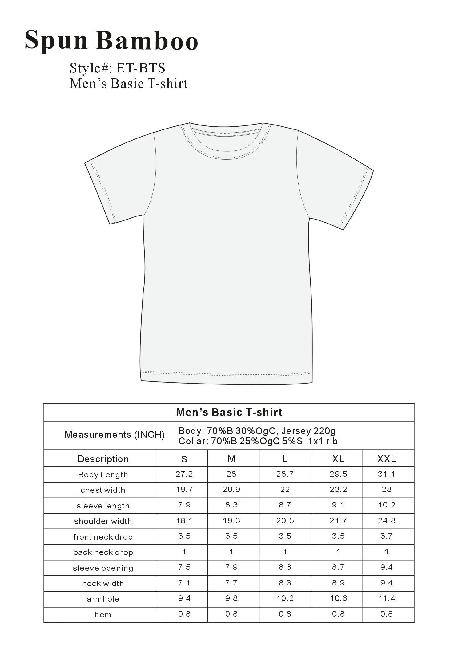 Men's Bamboo T-Shirt - Classic Cut Spun Bamboo